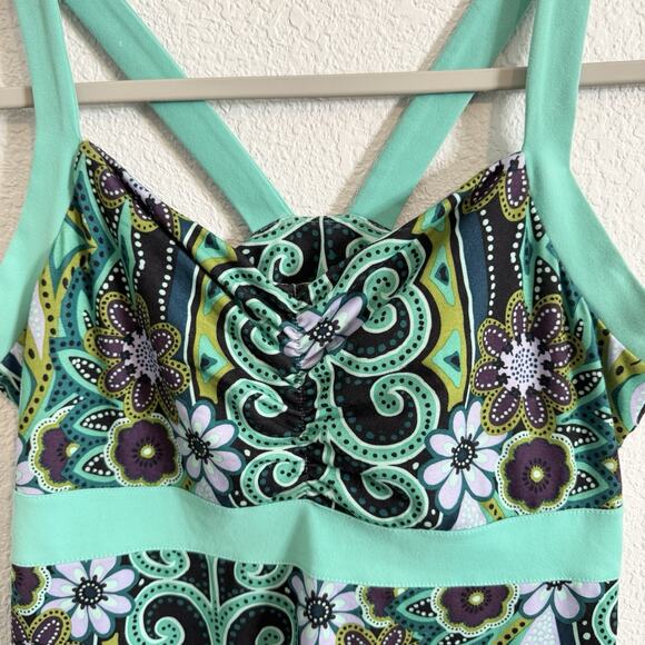 prAna Dress Womens Large Multicolor Racerback Sleeveless Built-In Bra Floral - Picture 3 of 6